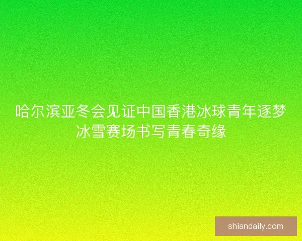 哈尔滨亚冬会见证中国香港冰球青年逐梦冰雪赛场书写青春奇缘 哈尔滨亚冬会见证中国香港冰球青年逐梦冰雪赛场书写青春奇缘