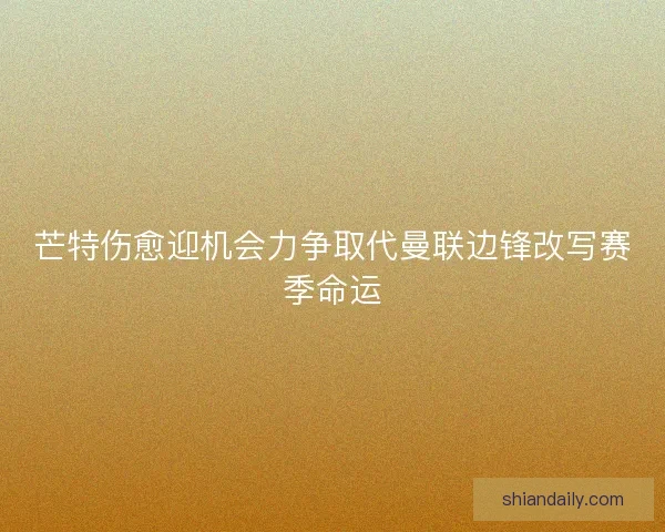 芒特伤愈迎机会力争取代曼联边锋改写赛季命运 芒特伤愈迎机会力争取代曼联边锋改写赛季命运
